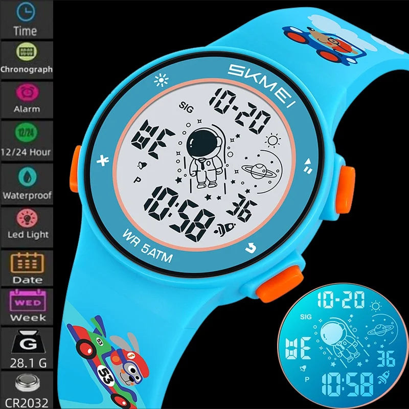 Digital Watches Colorful Light LED Waterproof for Kids