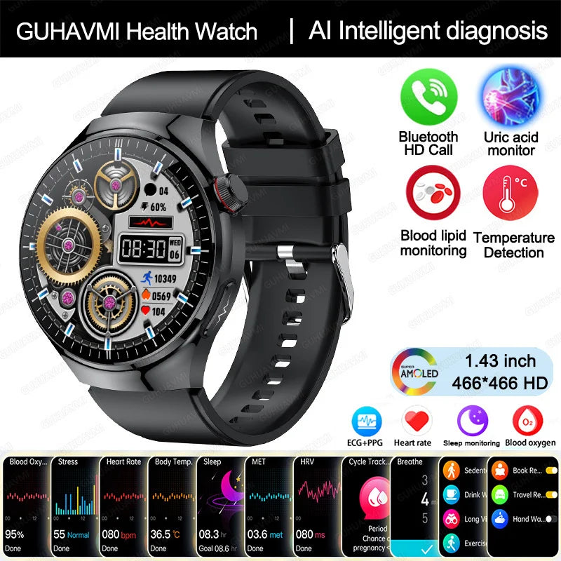Nursing Grade Smart Watch Blood oxygen Blood Lipid Uric Acid ECG
