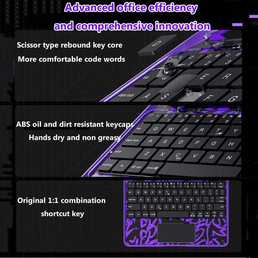Case with Keyboard for IPad 11th Gen A16 2025 Air11 Inch M3 M2 10th Air7 6 5 4 10.2 9th 8th 7th Pro 11Transparent Backlit Case.