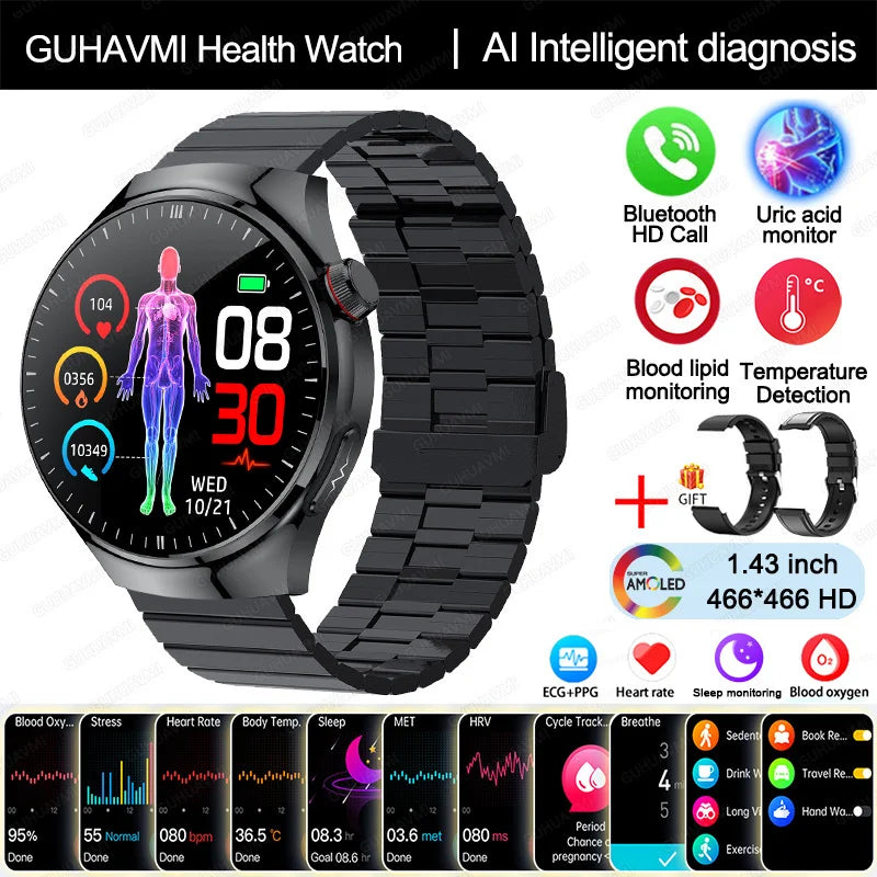 Nursing Grade Smart Watch Blood oxygen Blood Lipid Uric Acid ECG