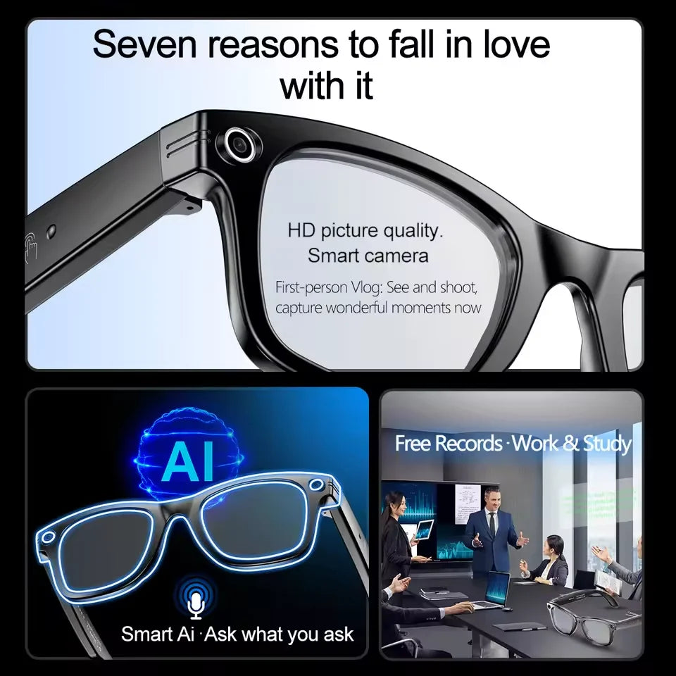 AI Sony 8MP Smart Sunglasses Photo Video Shooting Recognition Translation Wifi Bluetooth Music Play