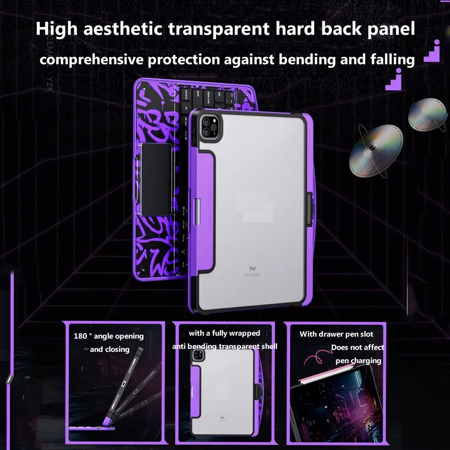 Case with Keyboard for IPad 11th Gen A16 2025 Air11 Inch M3 M2 10th Air7 6 5 4 10.2 9th 8th 7th Pro 11Transparent Backlit Case.