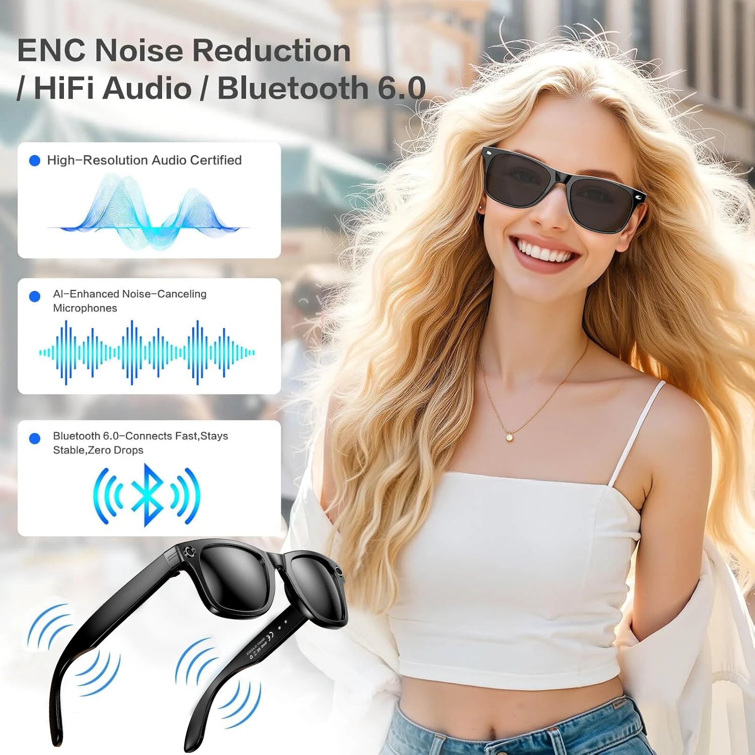 AI Sony 8MP Smart Sunglasses Photo Video Shooting Recognition Translation Wifi Bluetooth Music Play