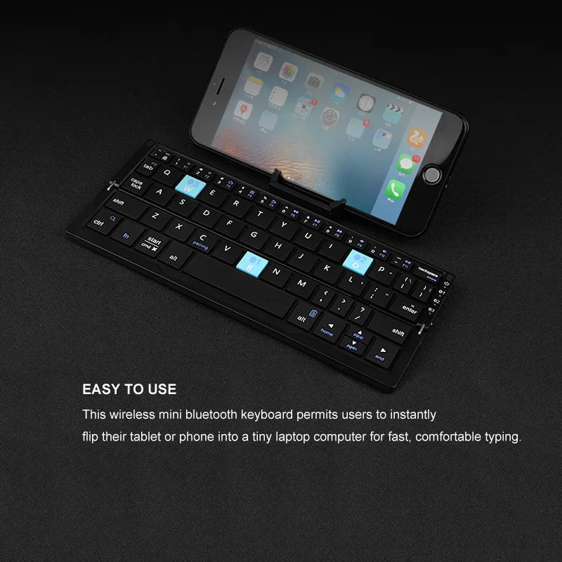 Mini Foldable Bluetooth Keyboard  Support 3 Devices  for Phone Tablet