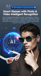 AI Sony 8MP Smart Sunglasses Photo Video Shooting Recognition Translation Wifi Bluetooth Music Play