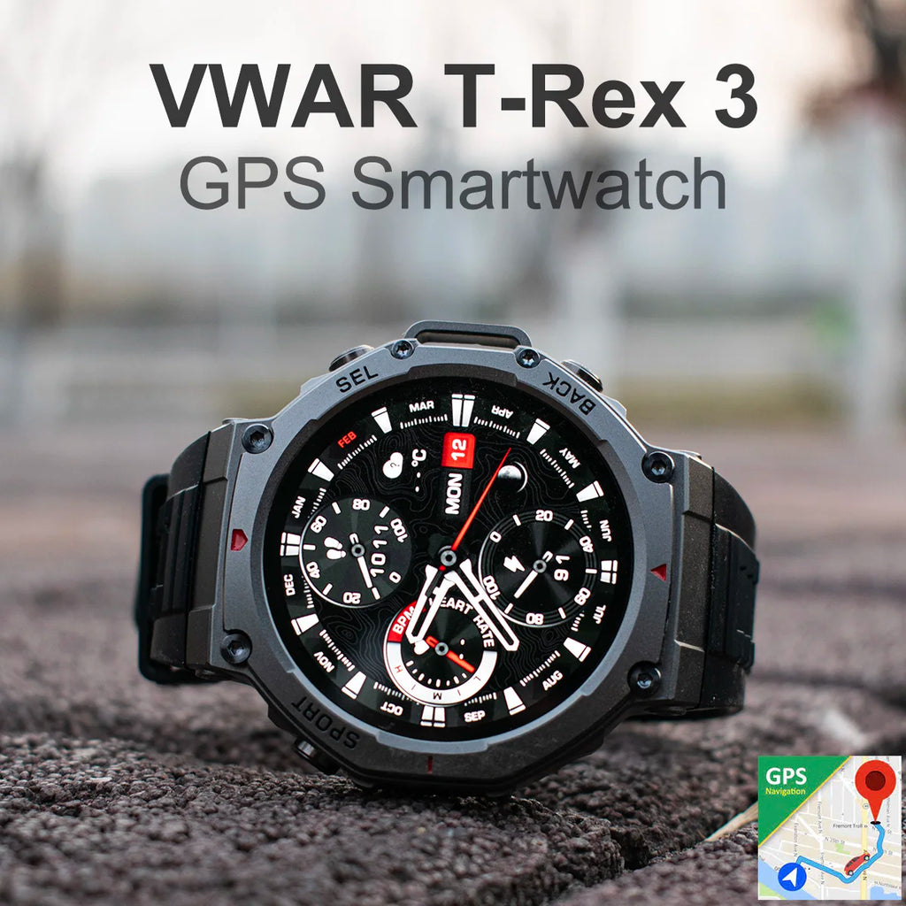 VWAR T-Rex3 Compass Altimeter Military Smartwatch 50m Waterproof Built-in GPS