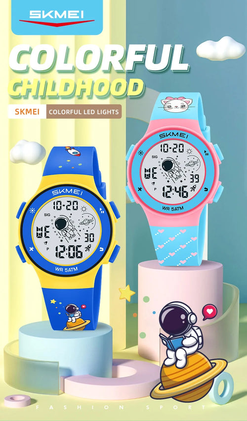 Digital Watches Colorful Light LED Waterproof for Kids