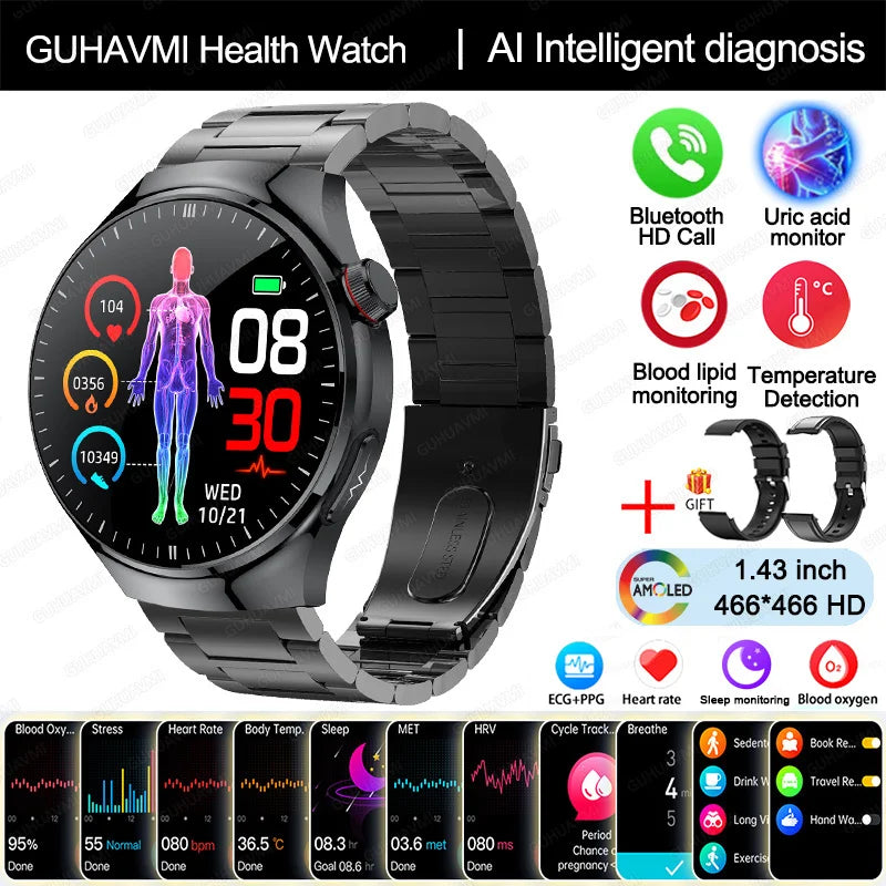 Nursing Grade Smart Watch Blood oxygen Blood Lipid Uric Acid ECG