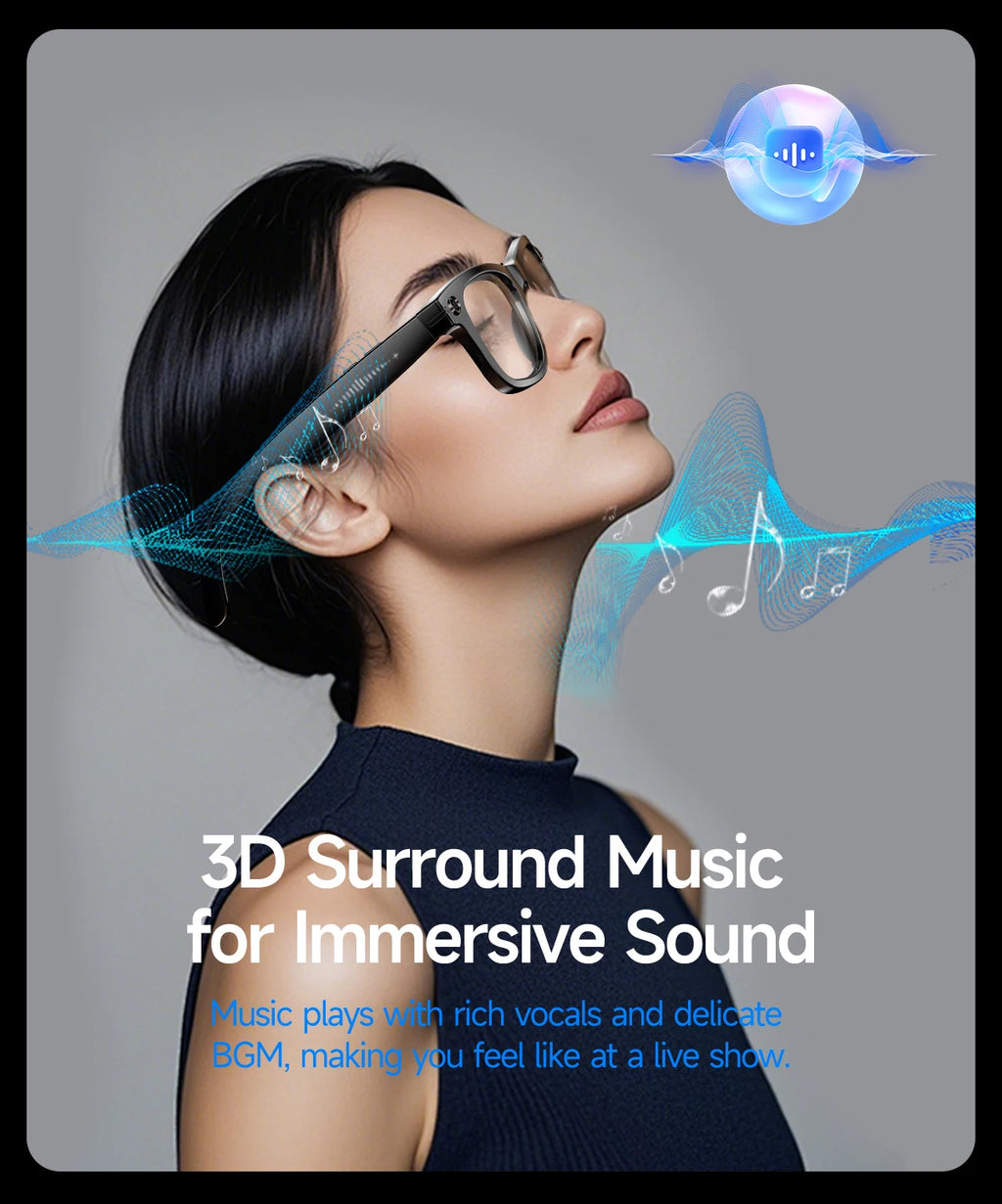 AI Sony 8MP Smart Sunglasses Photo Video Shooting Recognition Translation Wifi Bluetooth Music Play