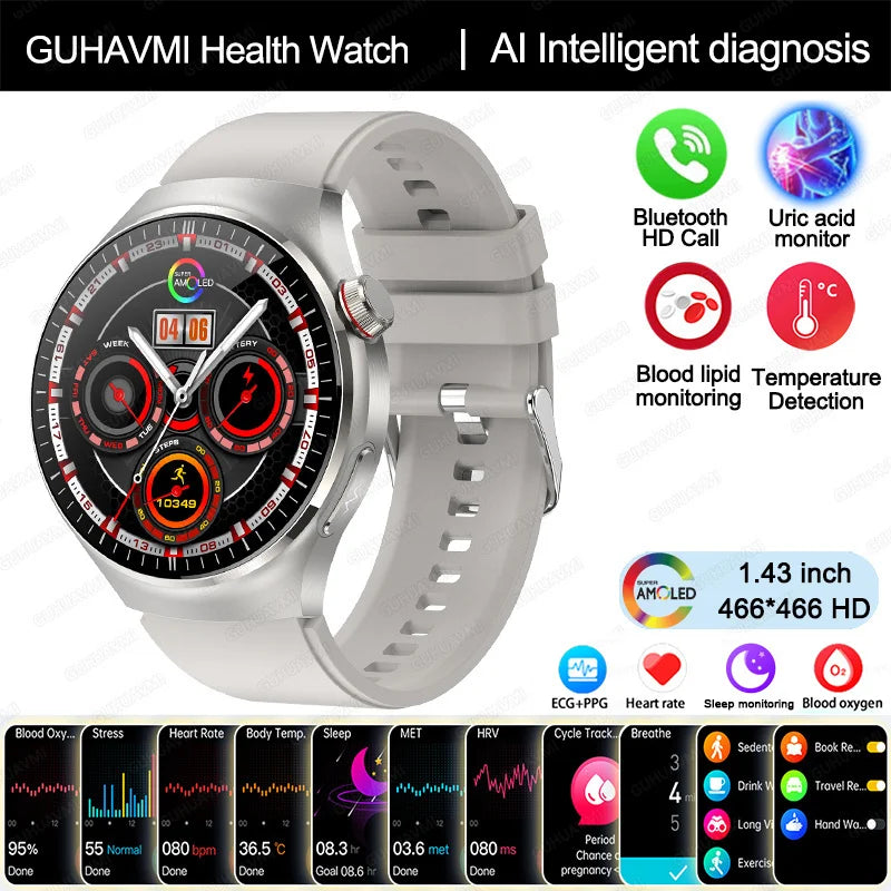 Nursing Grade Smart Watch Blood oxygen Blood Lipid Uric Acid ECG