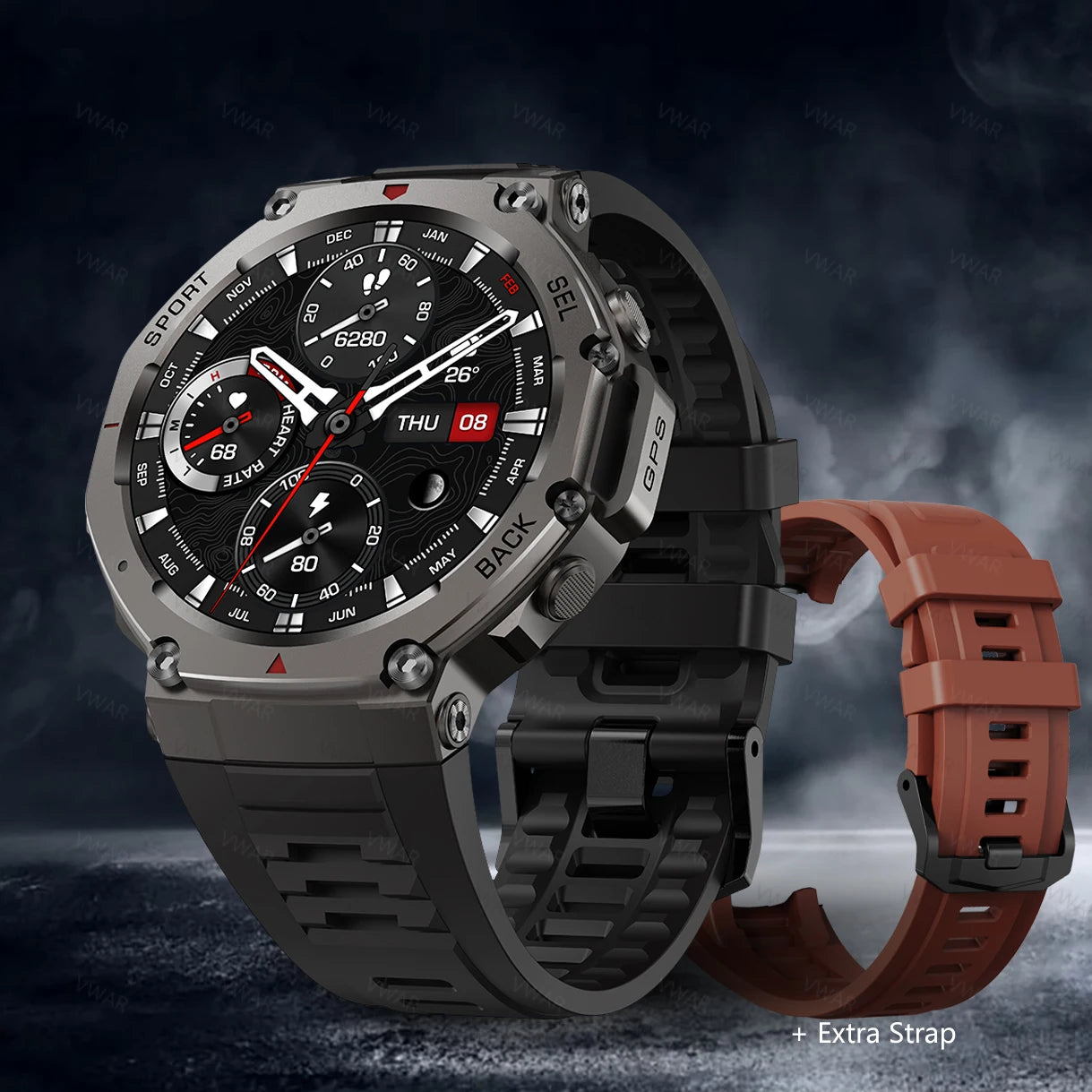 VWAR T-Rex3 Compass Altimeter Military Smartwatch 50m Waterproof Built-in GPS