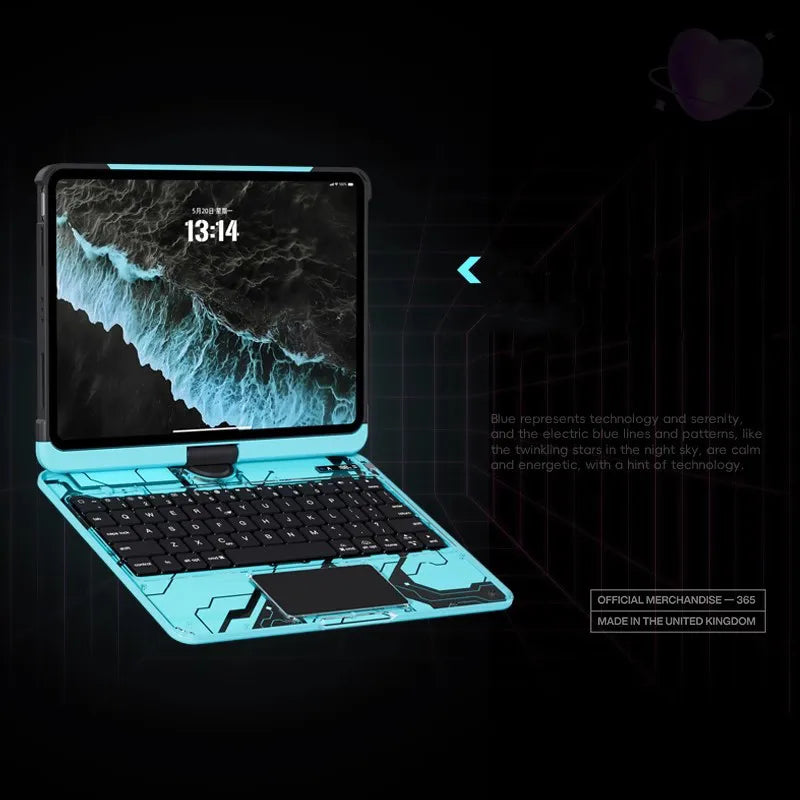 Case with Keyboard for IPad 11th Gen A16 2025 Air11 Inch M3 M2 10th Air7 6 5 4 10.2 9th 8th 7th Pro 11Transparent Backlit Case.