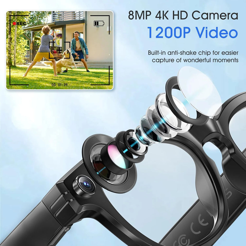 AI Sony 8MP Smart Sunglasses Photo Video Shooting Recognition Translation Wifi Bluetooth Music Play