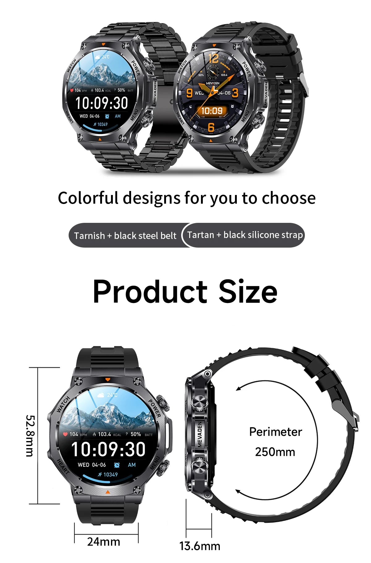MEVADEN Large Screen  Sports Fitness Tracker Health Monitor Smart Watch
