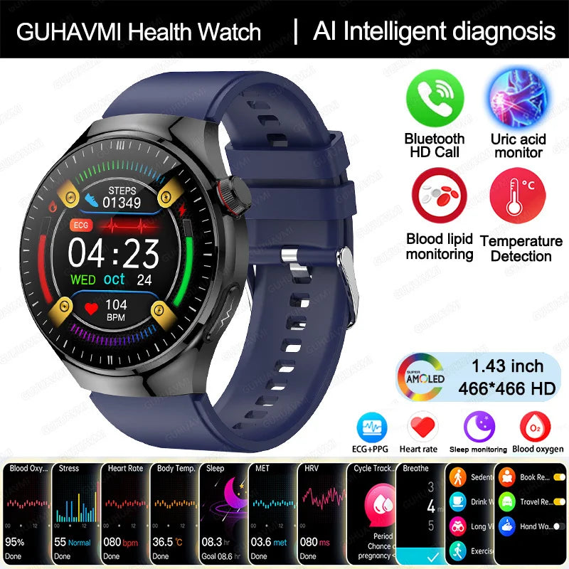 Nursing Grade Smart Watch Blood oxygen Blood Lipid Uric Acid ECG