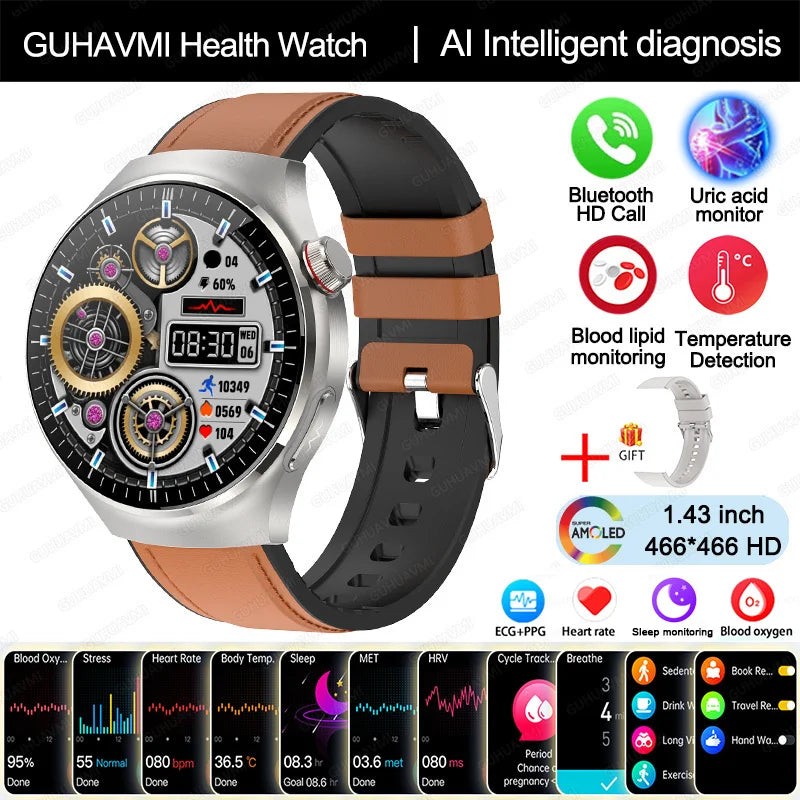 Nursing Grade Smart Watch Blood oxygen Blood Lipid Uric Acid ECG