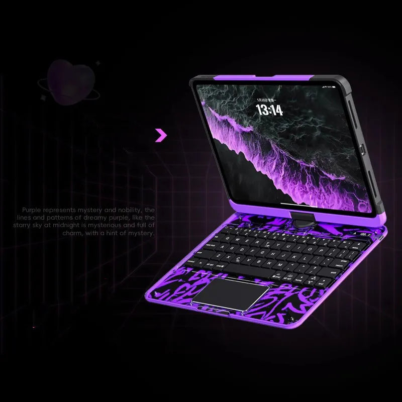 Case with Keyboard for IPad 11th Gen A16 2025 Air11 Inch M3 M2 10th Air7 6 5 4 10.2 9th 8th 7th Pro 11Transparent Backlit Case.