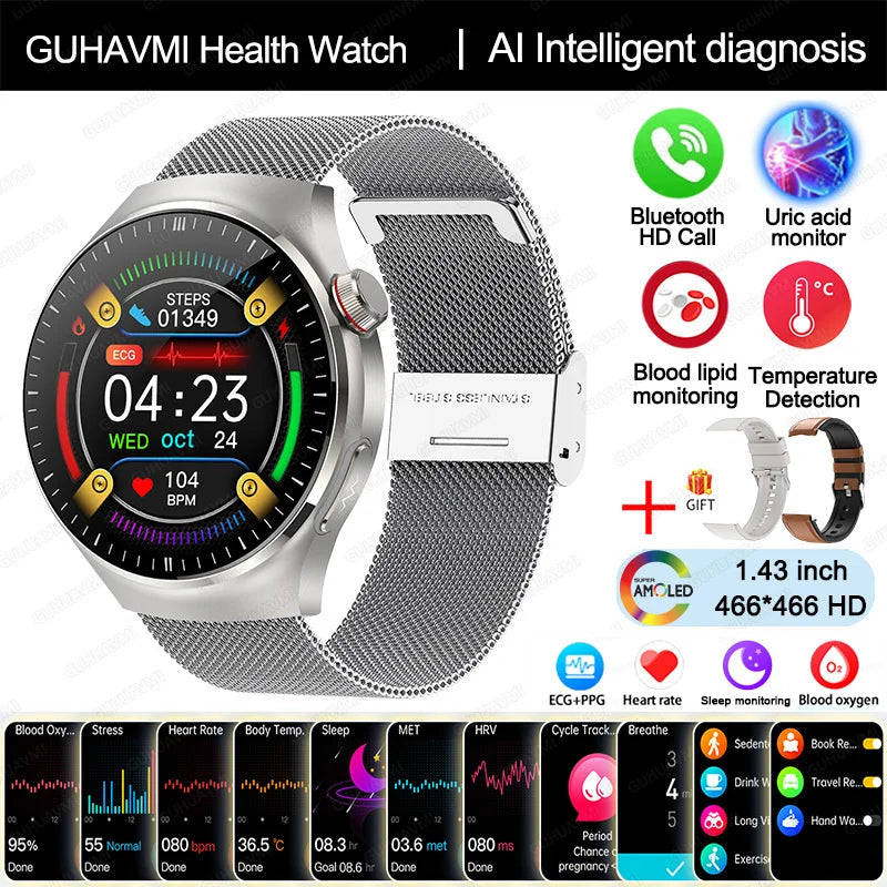 Nursing Grade Smart Watch Blood oxygen Blood Lipid Uric Acid ECG