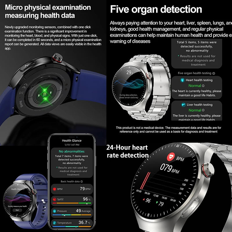 Nursing Grade Smart Watch Blood oxygen Blood Lipid Uric Acid ECG