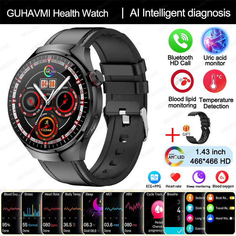 Nursing Grade Smart Watch Blood oxygen Blood Lipid Uric Acid ECG