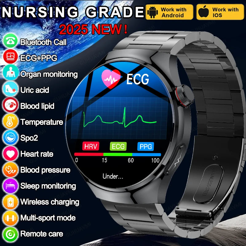 Nursing Grade Smart Watch Blood oxygen Blood Lipid Uric Acid ECG