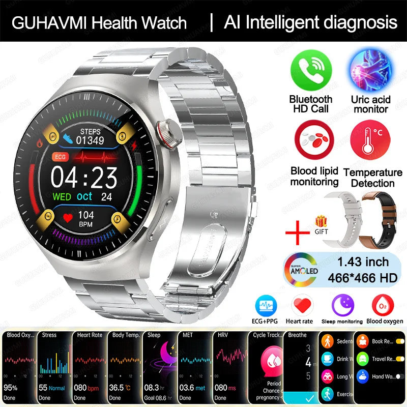 Nursing Grade Smart Watch Blood oxygen Blood Lipid Uric Acid ECG